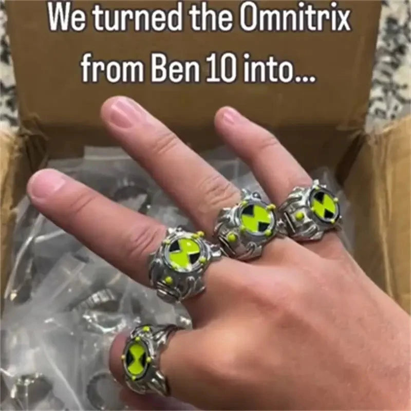 Anime Ben 10 Omnitrix Cosplay Ring Punk Hip Hop Trendy Personality Finger Rings Jewelry Unisex Accessories